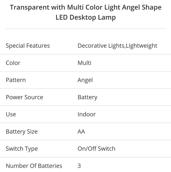 Multi Color Angel Lamp  New In Box - Picture 5 of 7